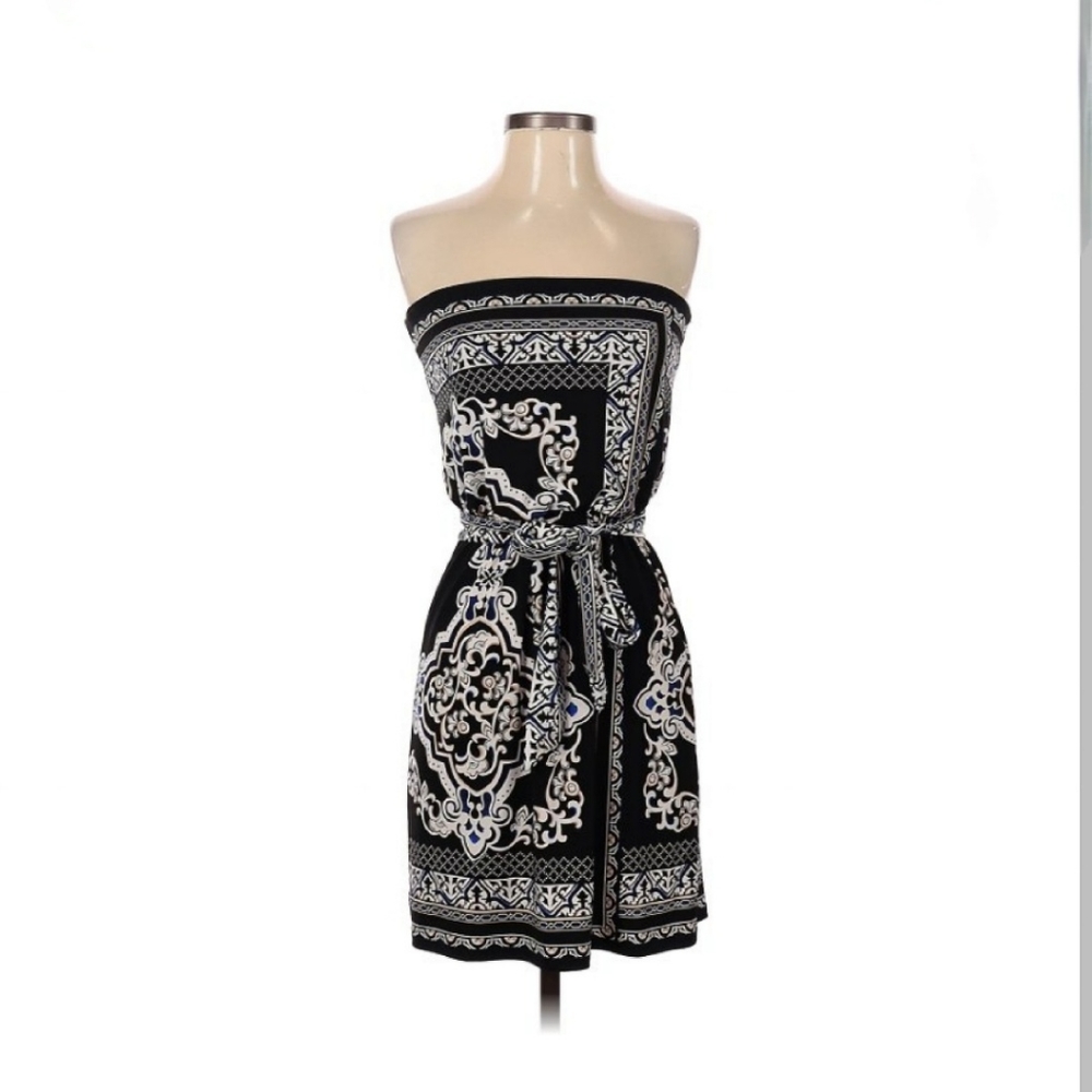 White House Black Market Strapless Black‎ and Blue Dress Size XXS